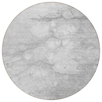 Silver Gray And Ivory Abstract Washable Indoor Outdoor Area Rug
