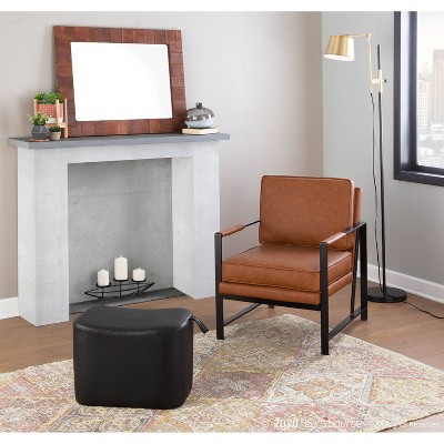 Franklin Geometric Black Metal & Camel Faux Leather Armchair