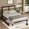 Platform Bed King Frame With Rattan Headboard, Platform Bed Storage With 2 Drawers, Wood Bed With Enhanced Support Salts And Feet-Cuddlewood - 2 of 4