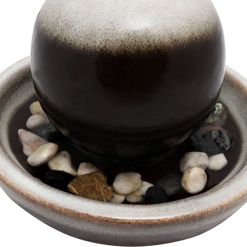Sunnydaze Indoor Home Office Tabletop Modern Orb Smooth Glazed Ceramic Water Fountain Feature - 7" - Dark Brown, 6 of 11