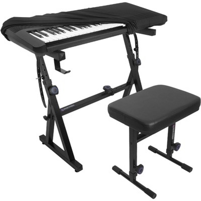 Liquid Stands Piano Keyboard Stand and Bench Set, Piano Cover - Portable Sturdy Stand for 54-88 Key Pianos, Adjustable Piano Bench Chair, Piano Cover
