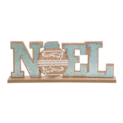 Transpac Wood 17 in. Silver Christmas NOEL Word Decor