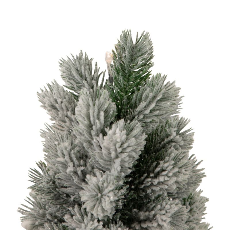 Northlight 1.3 FT LED Lighted Mini Frosted Pine Christmas Tree in Cement Base, 3 of 6