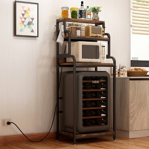 Racxily 4-Tier Mini Fridge Stand with Storage, Mini Fridge Cabinet with Storage, Microwave Stand, Bakers Rack, Fridge Shelf for Home Office, Brown - 1 of 4