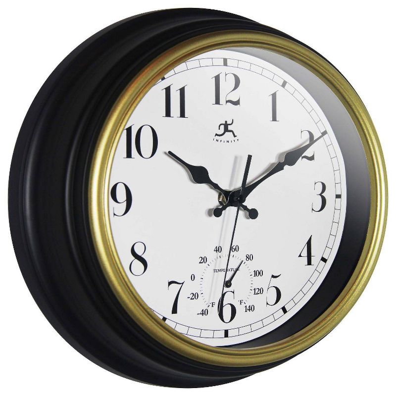 12&#34; Classic Trim Indoor/Outdoor Wall Clock Gold - Infinity Instruments, 5 of 7