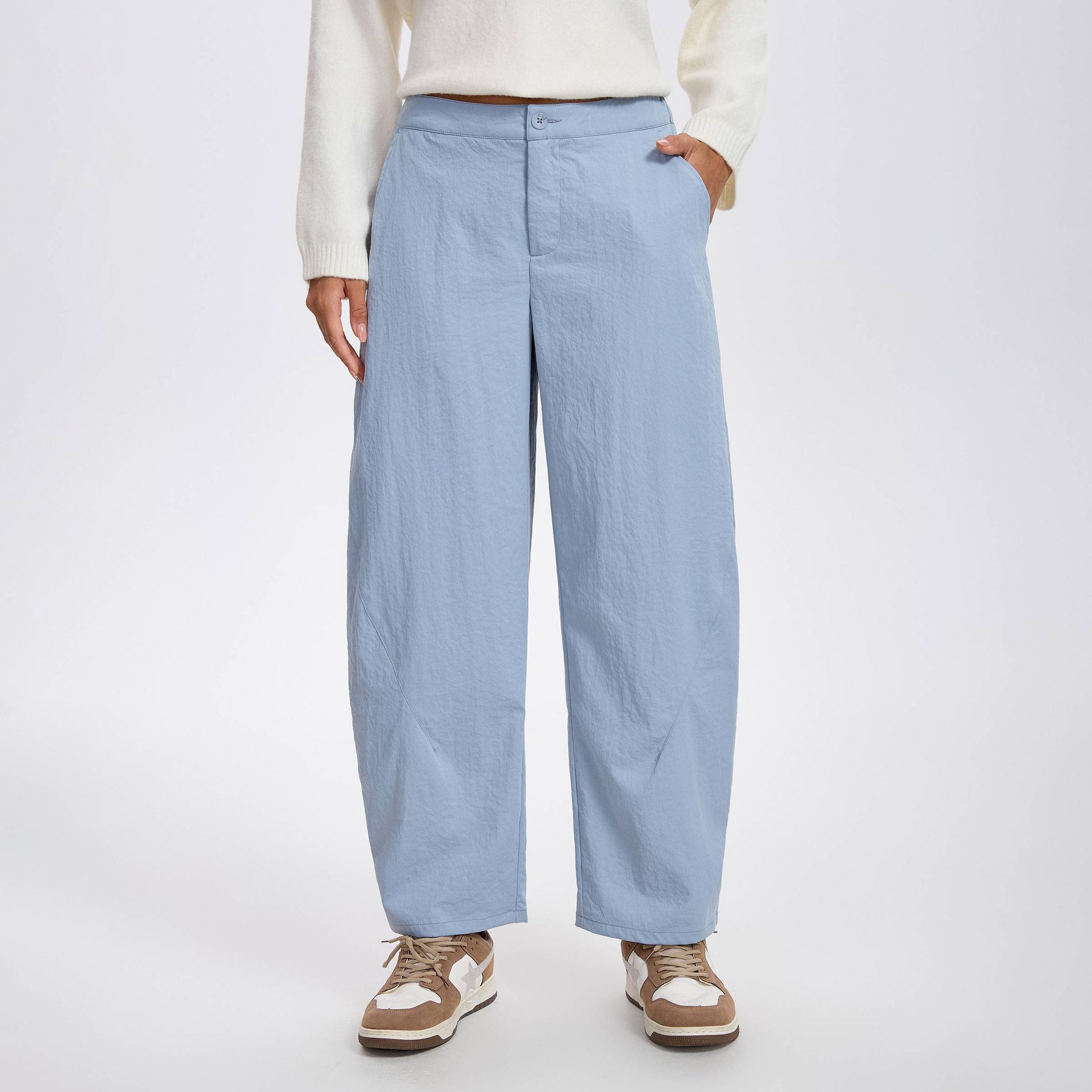 Women's Mid-Rise Ankle Length Barrel Leg Pants - Wild Fable™