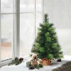2ft Puleo Pre-Lit Tabletop Artificial Christmas Tree Gold Sac Clear Lights - 2 of 3