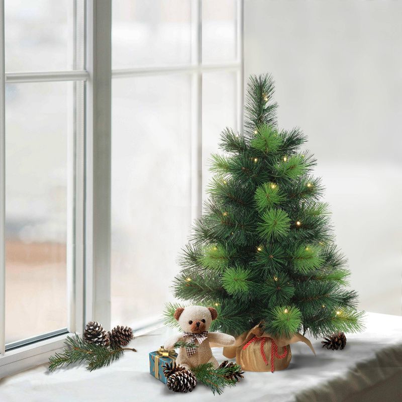 2ft Puleo Pre-Lit Tabletop Artificial Christmas Tree Gold Sac Clear Lights, 3 of 5