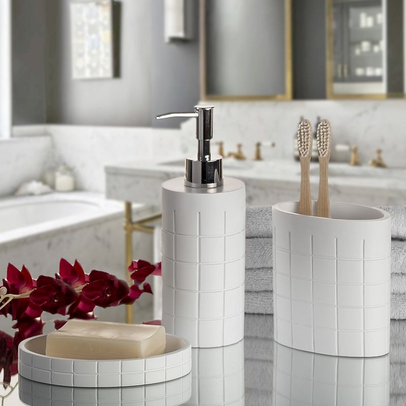 Creative Scents Polar White 3 Pcs Bathroom Set - Features: Soap Dispenser, Toothbrush Holder, and Soap Dish, 2 of 8