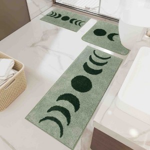 BAGOKIE 3 Piece Moon Phase Bath Bathroom Rug Set - 1 of 4