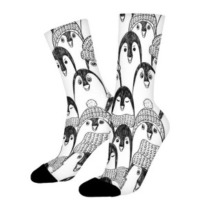Cartoon Penguin Women Printed Crew Socks Funny Funky Socks Soft Polyester Novelty Gifts for Artists Men - 1 of 1