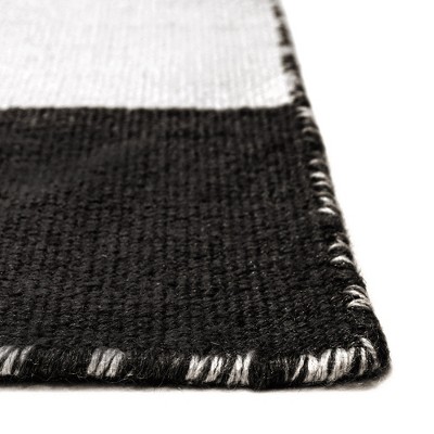 Sorrento Stripe Black 8' Square Handmade Indoor/Outdoor Rug