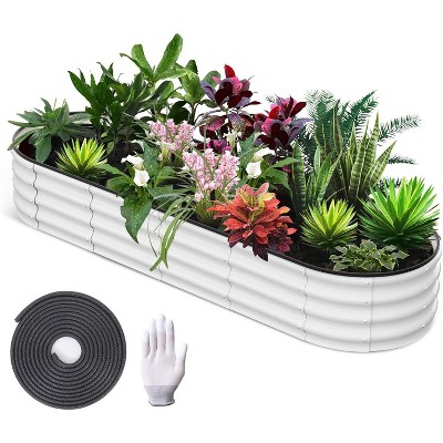 Galvanized Raised Beds for Outdoor with Open Base, Tool-Free Assembly Planter Raised Boxes for Outdoor Vegetables & Flowers