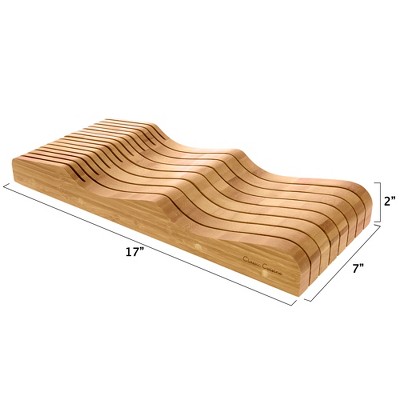 In Drawer Bamboo Knife Block and Cutlery Storage Organizer, Holds up to 15 Knives  Bacteria Resistant and Protects Blades by Classic Cuisine