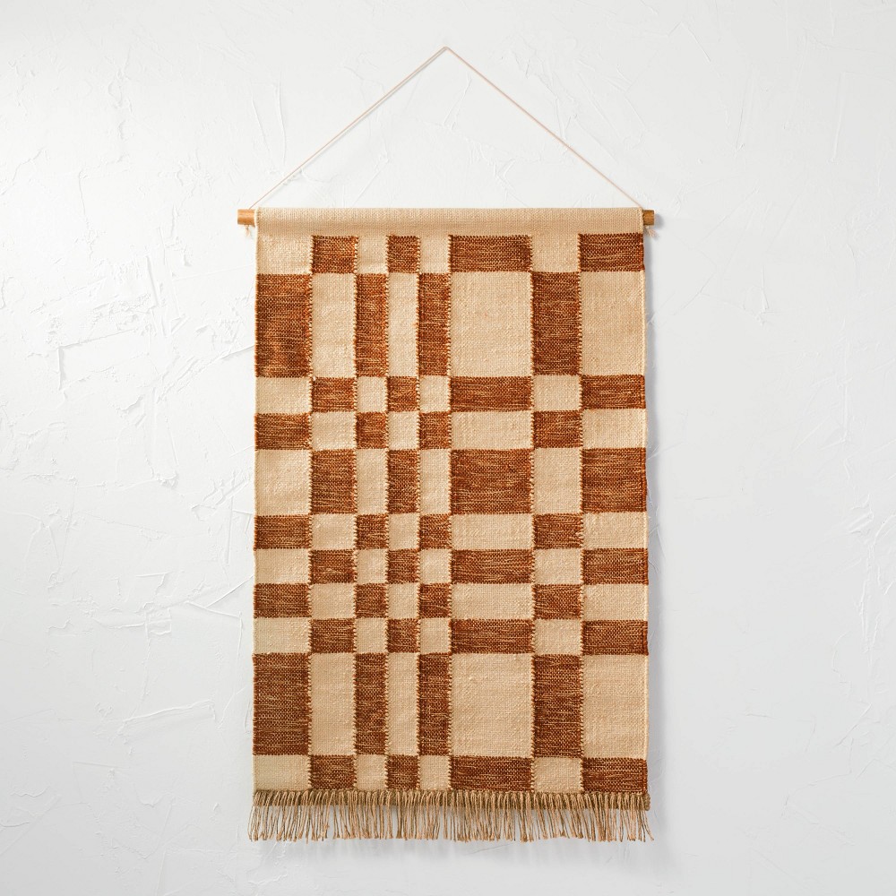 Photos - Wallpaper 24" x 36" Hand Woven Jute/Polyester Wall Art with Wooden Dowel - Threshold