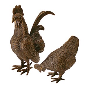 Design Toscano Barnyard Rooster and Hen Solid Cast Bronze Garden Statue Set - 1 of 4