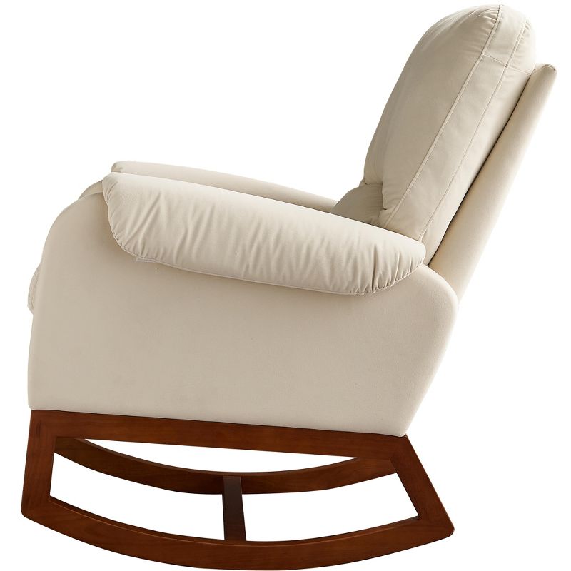 Modern Comfortable Velvet Rocking Chair, Beige - ModernLuxe, 5 of 8