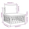 vidaXL Patio Middle Sofa in White Woven Fabric – Durable Outdoor Seat with Cushions, Modular, Flexible Design and Powder-Coated Steel Frame. - 3 of 4