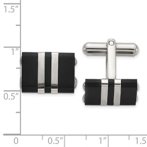 Chisel Stainless Steel Brushed and Polished Black IP-plated Cuff Links - 1 of 2