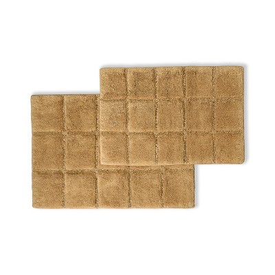 Plush and Absorbent Non-Slip Cotton Checkered 2-Piece Bath Rug Set by Blue Nile Mills