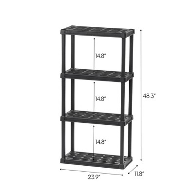 IRIS USA Black 4-Tier Plastic Shelving Unit