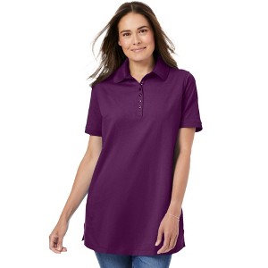 Woman Within Women's Plus Size Perfect Short-Sleeve Polo Shirt - 1 of 4