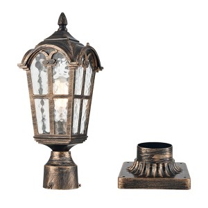 Claxy Farmhouse Outdoor Post Light Fixture Pole Lantern Antique Brass - 1 of 4
