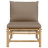 VidaXL Patio Middle Sofa with Taupe Cushions Bamboo - 3 of 4