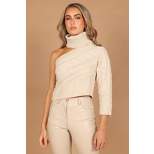 Petal and Pup Womens Goldie Turtleneck One-Shoulder Cut-Out Knit Sweater