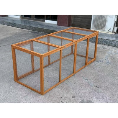 LAOTIES 78" Wooden Chicken Run Cage with 4 Doors,Outdoor Chicken Coop And Rabbit Enclosure for Chickens,Ducks,Rabbits