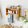 Angel Sar Wood Wall-Mounted Storage Shelf with Towel Bar, Floating Bathroom Kitchen Shelf, Teak Wood, Modern Decorative Storage Organizer - 2 of 4