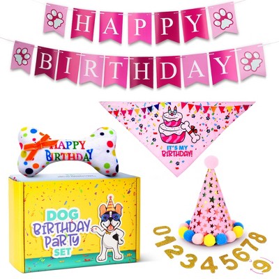 Pacific Pups Products Dog Birthday Party Set - 5 Piece Kit for Birthday Party for Dogs