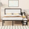 MAYEERTY Full Size Metal Platform Bed, Two-Tier Storage Shelves Wooden Cabinet, Bedroom, Black - 2 of 4