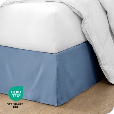 Coronet Blue Twin Polyester Pleated Bed Skirt with 15" Drop