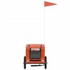 vidaXL Pet Bike Trailer for Small Dogs - Orange Oxford Fabric/Strong Iron Frame/Ventilated with Cover, Reflectors & Safety Flag - 4 of 4