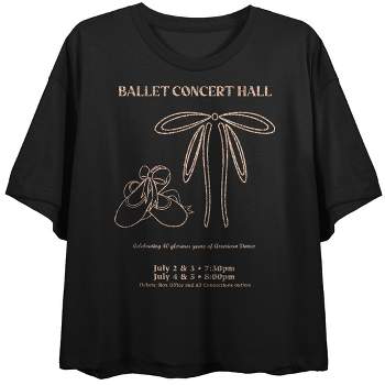 Ballet Concert Hall With Bow and Shoes Women's Black Crop Tee