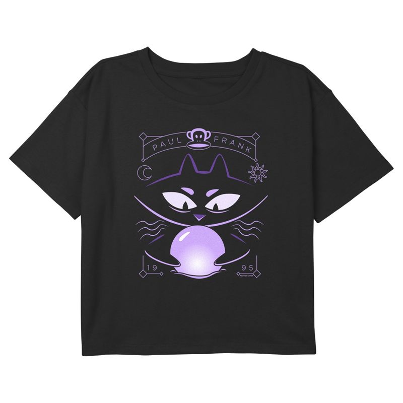 Girl's Paul Frank Mika the Cat Fortune Teller Crop Top T-Shirt, 1 of 4
