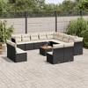 vidaXL Patio Sofa Set with Cushions Outdoor Furniture 14 Piece Poly Rattan - Black and Cream - 2 of 4