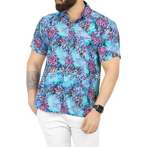 LA LEELA Mens Hawaiian Shirts Short Sleeve Button Down Shirt Floral Shirt Men Casual Holiday Party Caribbean Shirts for Men - 1 of 4