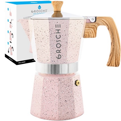 Grosche Milano Stone Stovetop Espresso Maker, 12 Cup, Blush Pink : Target