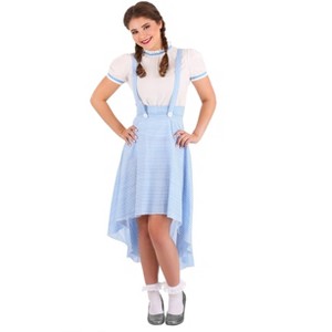 HalloweenCostumes.com Medium Women Kansas Girl High Low Costume for Women, White/Blue - 1 of 4