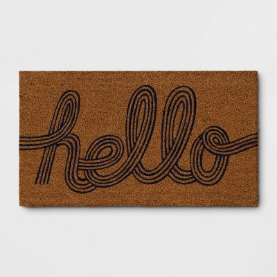 1'4"x2'4" 'Hello' Coir Doormat Blue - Room Essentials™