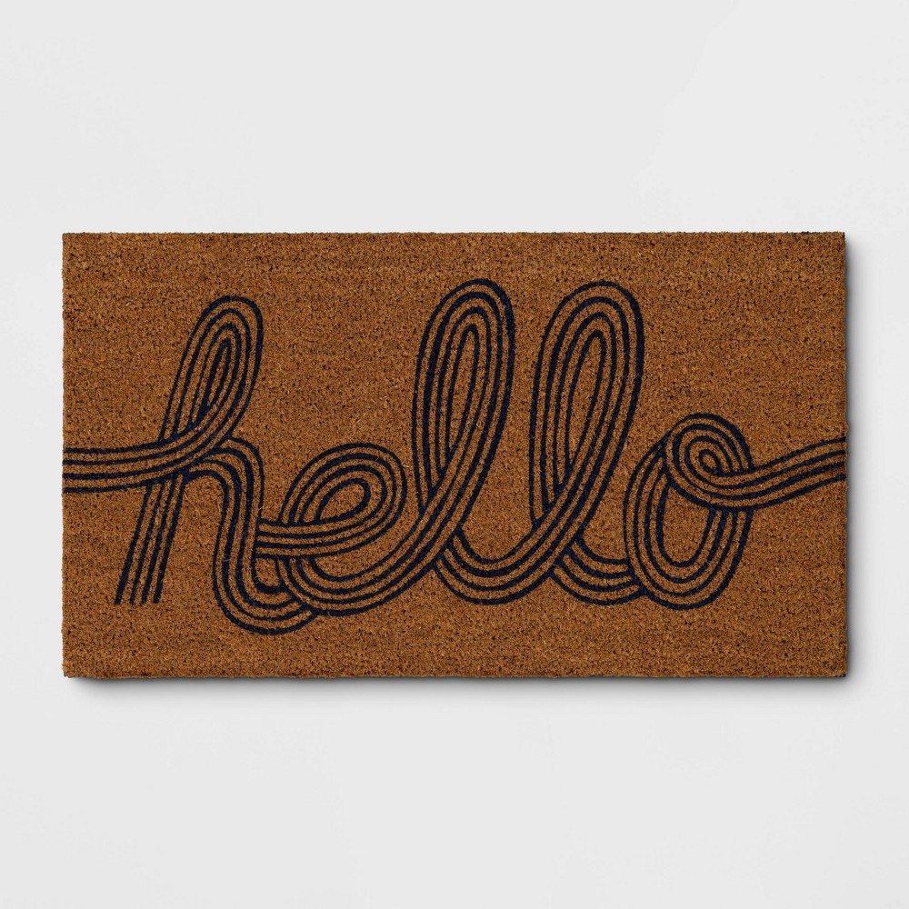 1'4"x2'4" 'Hello' Coir Doormat Blue - Room Essentials™