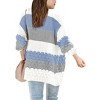 Girls Sweater Cardigan Open Front Longline Sweater Cable Knit Sweater Long Sleeve Color Block Sweater,Sky - XL - 2 of 3
