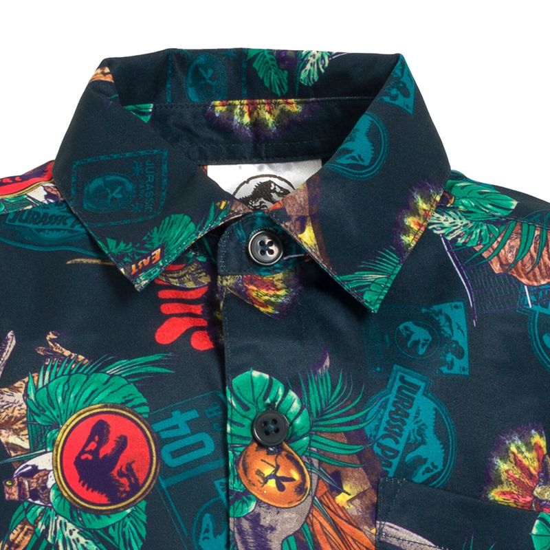 Jurassic World Jurassic Park T-Rex Hawaiian Button Down Dress Shirt Toddler to Adult, 5 of 8