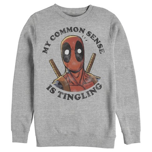 Men s Marvel Deadpool My Common Sense Is Tingling Distressed Sweatshirt Target
