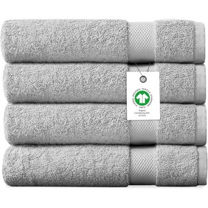 Delara 100% Organic Cotton 650 GSM Long Staple, Soft, Quick Dry & Ultra-Absorbent Bath Sheet (Pack of 4) - 1 of 4