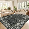 Washable Modern Floral Rug - Stain Resistant Indoor Carpet with Non-Slip Backing Low Pile Floor Cover for Living Room Bedroom Office Dining Room - 2 of 4