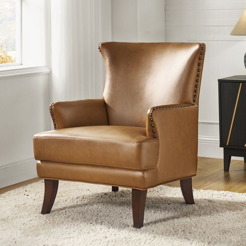 Jorge  Transitional Vegan Leather wingback design  Armchair with Nailhead Trim  for Living Room and Bedroom| Karat Home, 2 of 14