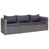 vidaXL Outdoor Sofa Couch with Cushions Patio Deck Wicker Furniture PE Rattan - 3 Piece - 2 of 4